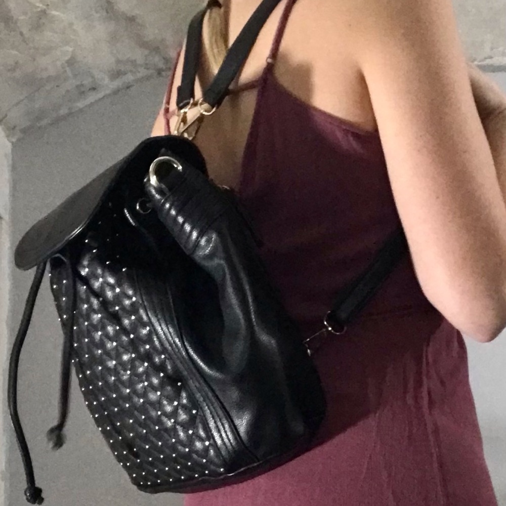 Black + Gold Drawstring Backpack